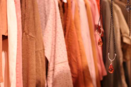 Fashion Necklace Close Up Clothing Background Shop