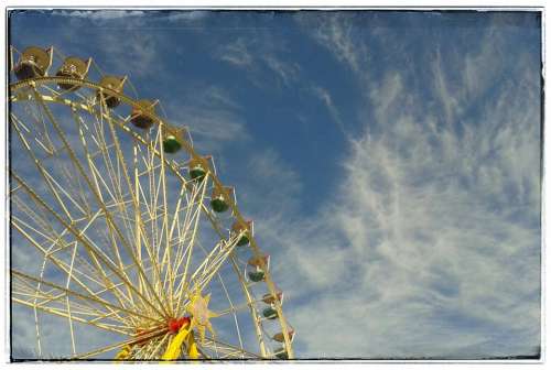 Ferris Wheel Kirmmes Ride Summer Sky Clouds