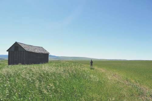 Field Solitude Rural Hut Barn Country Explore