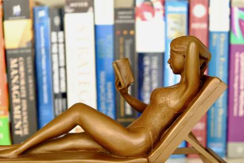 Figure Reading Books Woman Elegant Body Line