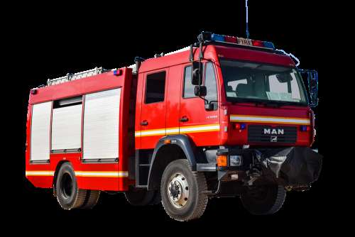 Fire Vehicle One Isolated Blue Light Fire Fighting