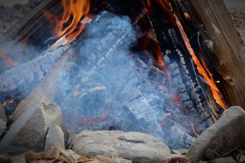 Fire Wood Wood Fire Smoke Flame Burn Fireplace