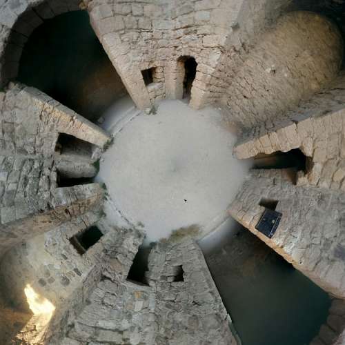 Fisheye Crusader Castle Jordan Kerak Ruin