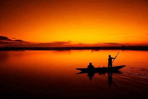 Fishing Boat Fisherman Tam Giang Lagoon Hue Sunset