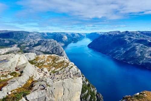 Fjord Norway Water Coast Shore Rocks Mountains