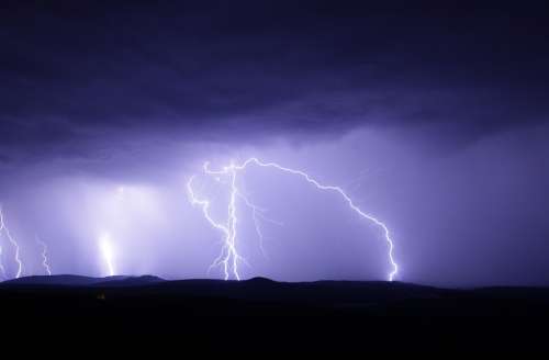 Flash Thunderstorm Ore Mountains Nature Sky Night