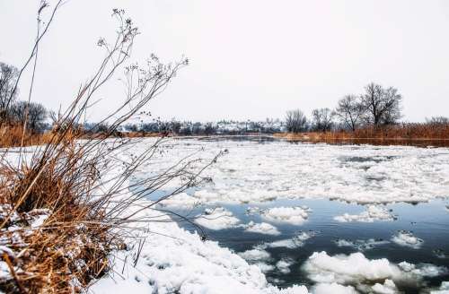 Floe Winter Snow Cold Ice Landscape River Season