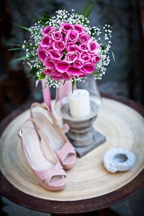 Flower Wedding Detail Bouquet Shoes Pink