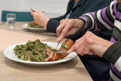 Food Meal Kale Hand Woman Adult Hands Elderly