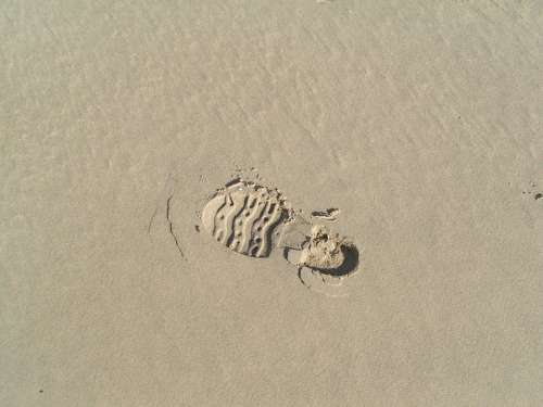 Footprint Sand Beach Grains Of Sand Traces Pattern