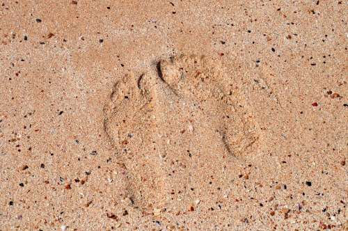 Footprints Sand Beach Barefoot