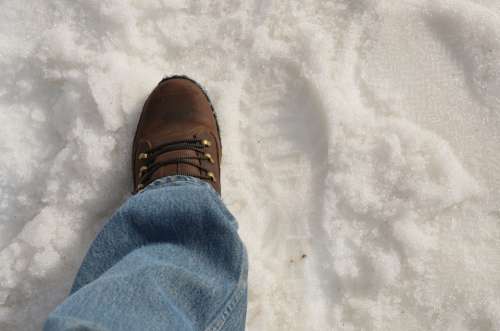 Footprints Ice Cold Snow