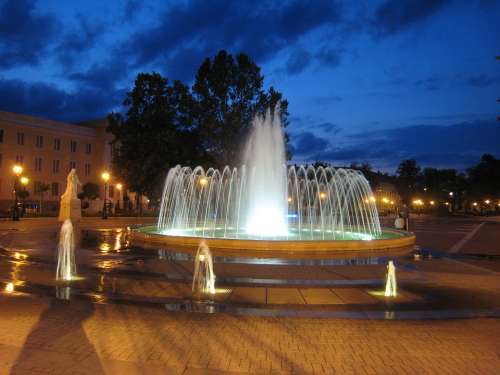 Fountain Nagykanizsa Night Lights