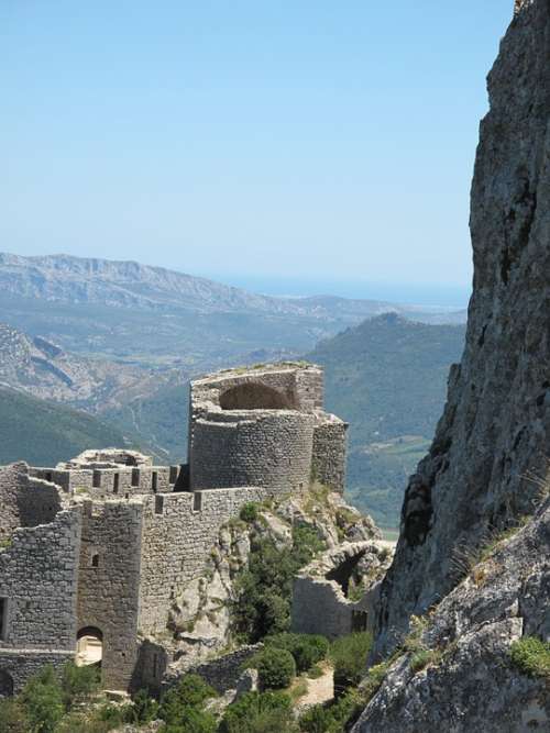 France Pyrenees Spain Landscape Ruin Castle Vista