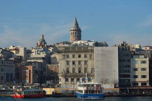 Galata Tower Galata Estuary Istanbul Turkey Marine