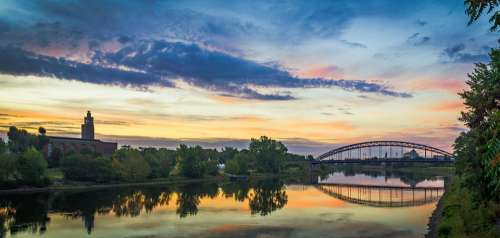 Germany Magdeburg City Park Star Bridge