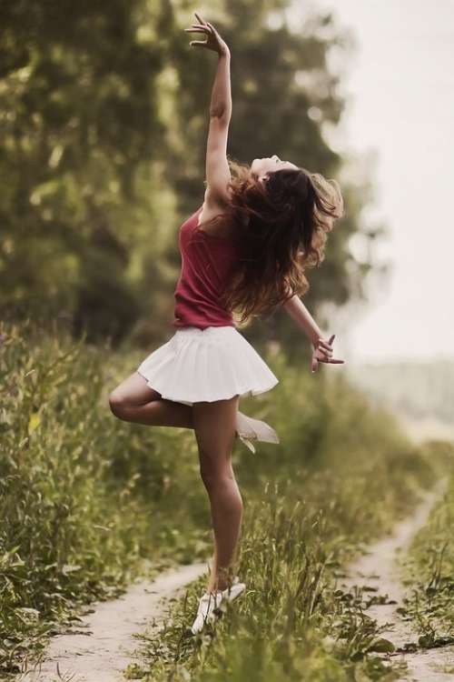 Girl Model Skirt Ease Dance Happy Happiness