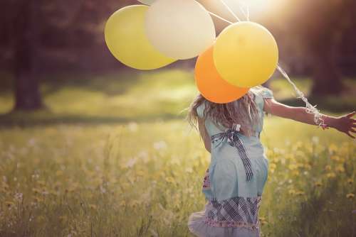 Girl Balloons Child Happy Out Freedom Free