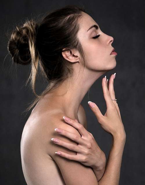 Girl The Bathroom Portrait Hands Body Beauty