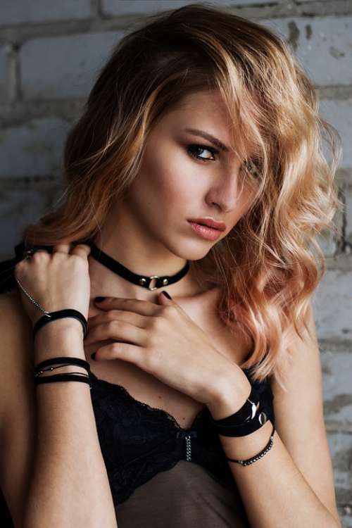 Girl Brick Wall Model Bracelets Beauty Portrait