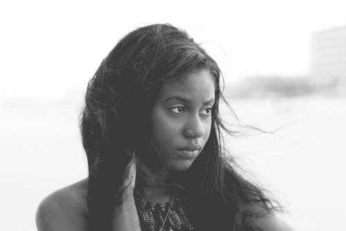 Girl Afro American Black Sad Portrait