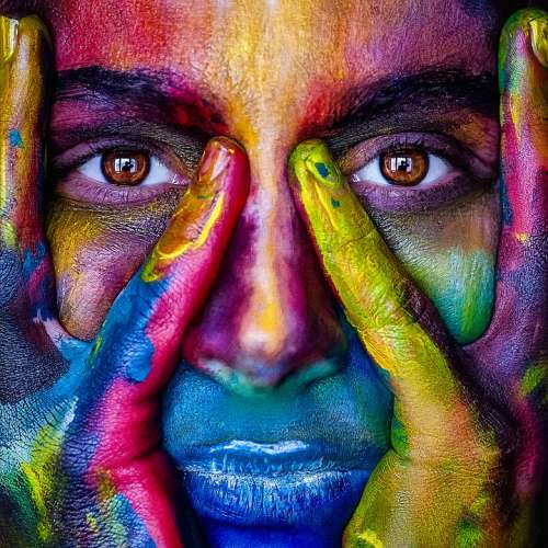 Girl Face Colorful Colors Artistic Model Person