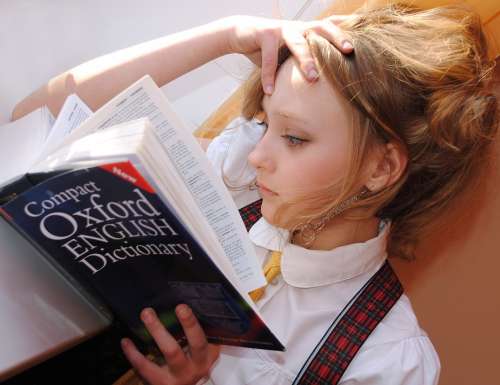 Girl English Dictionary Study School Read Book