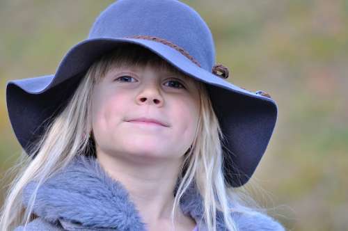 Girl Child Face Blond Hat