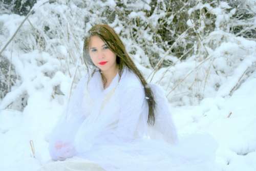 Girl Snow Princess Story White Portrait Blue