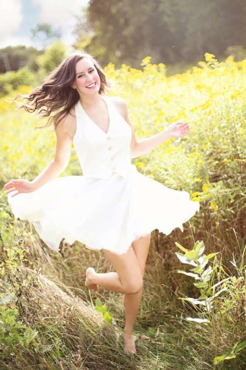 Girl Happy Laughing Dancing Nature Pretty