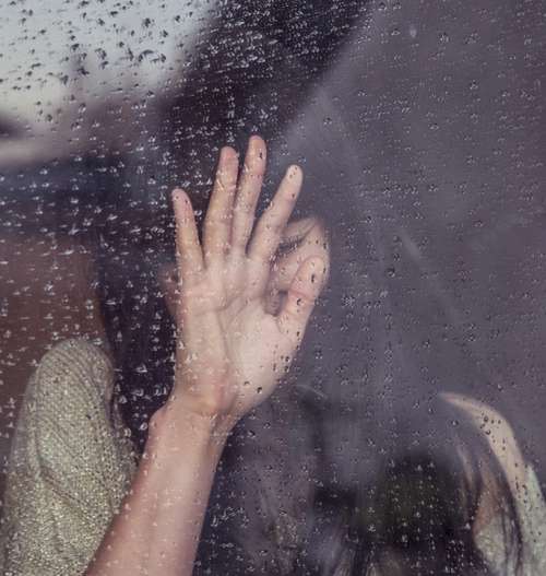Girl Sad Crying Raining Rain Drops Window People