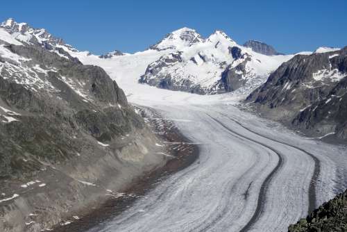 Glacier Aletsch Glacier Valais Alpine Mountains
