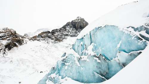 Glaciers Crevasse Mountains Snow Ice Alps Blue