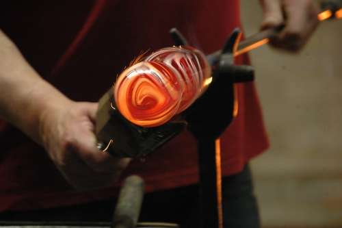 Glass Handcraft Handcrafted Hot Glowing Worker