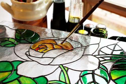 Glass Painting Art Drawing Rosa Brush Paint