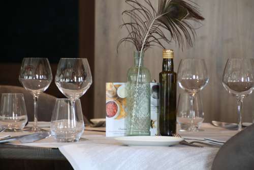 Glasses On A Table Restaurant Wine Glasses Wine