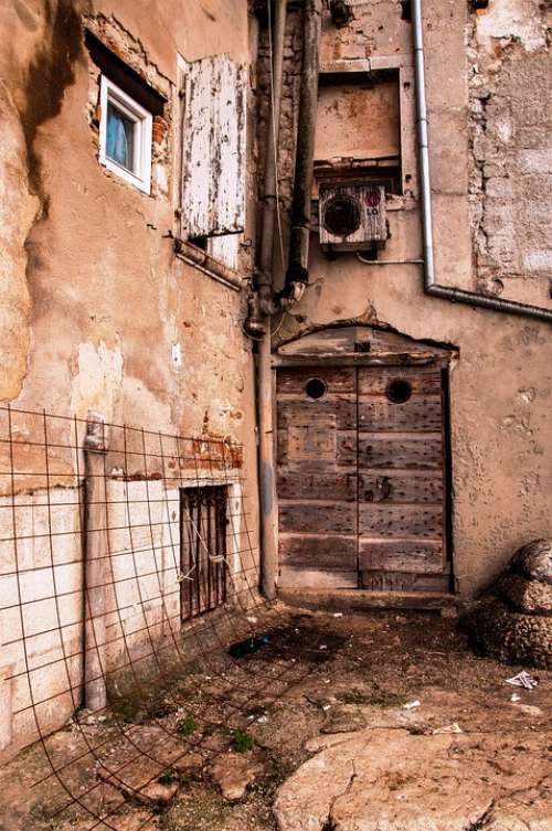 Glimpse Old Houses Door Old Town Houses Istria