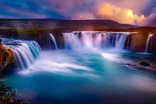 Godafoss Iceland Waterfall Falls Canyon River