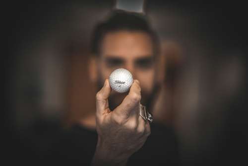 Golf Ball Hand Macro Man Golf Sports Ball