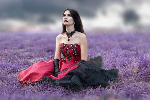 Gothic Woman Dress Costume Surreal Makeup Mystic