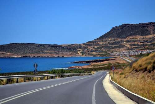 Greece Sea Landscape Road