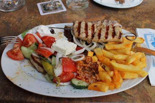 Greek Eat Plate Mixed Grill Meat Grilled French