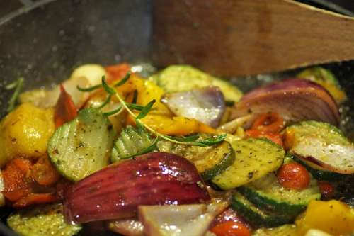 Grilled Vegetables Vegetable Pan Zucchini Onions