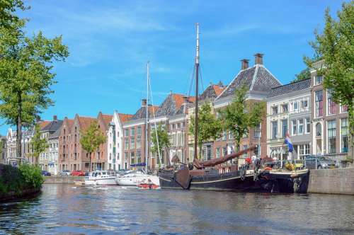 Groningen Town Canal Street Scene Old Center