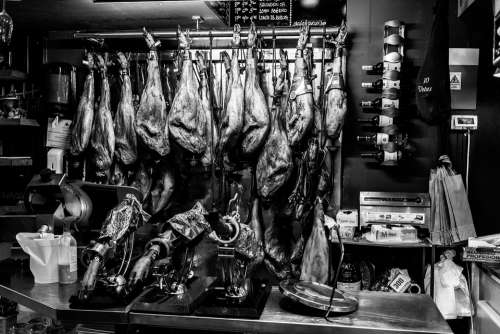 Ham Spain Food Mediteran Market Meat Market Stall