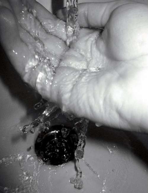Hand Black And White Water One