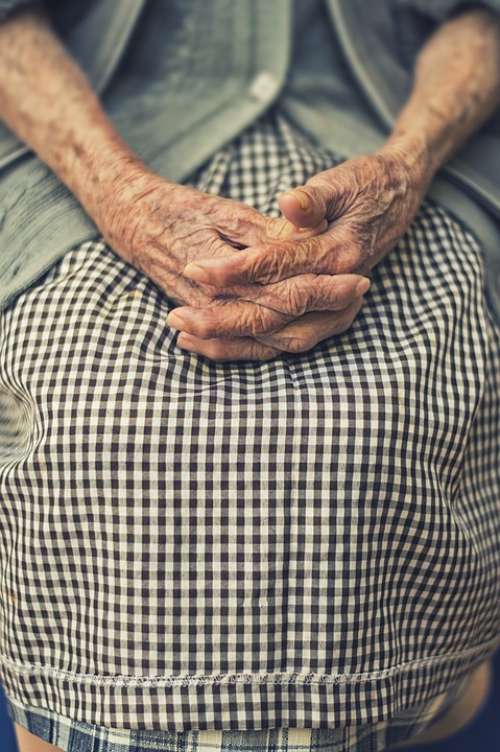 Hands Folded Woman Old Finger Resting Prayer