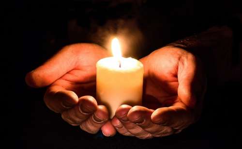 Hands Open Candle Candlelight Prayer Pray Give
