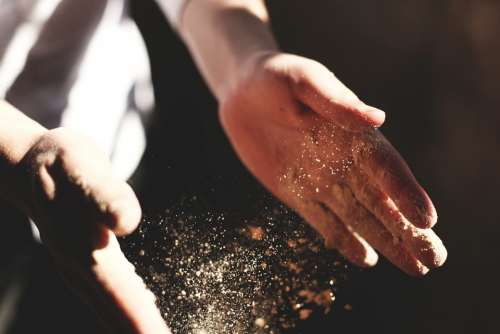 Hands Clapping Dust Flour Bakery Craftsman