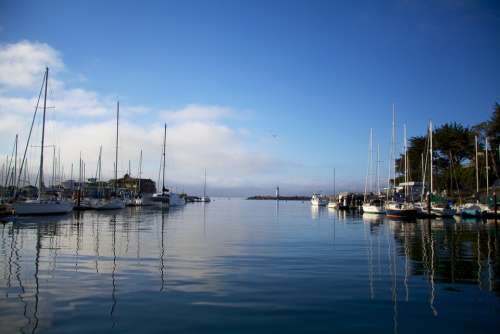 Harbor Boats Santa Cruz Sea Water Blue Port